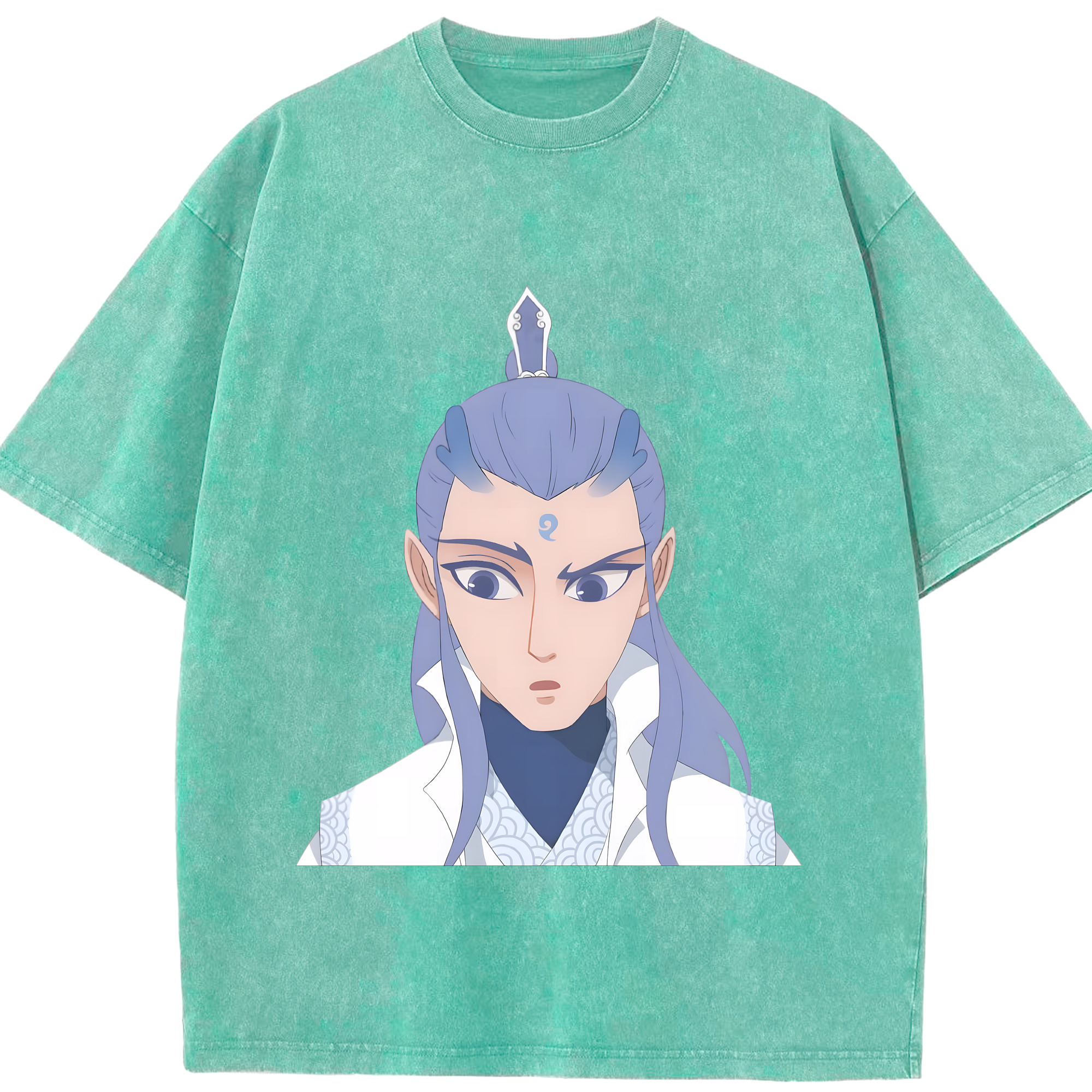 （画像用） Ne Zha 2 ナタ 魔童の大暴れ 綿100% ヴィンテージ風 半袖Tシャツ（フロントプリント）